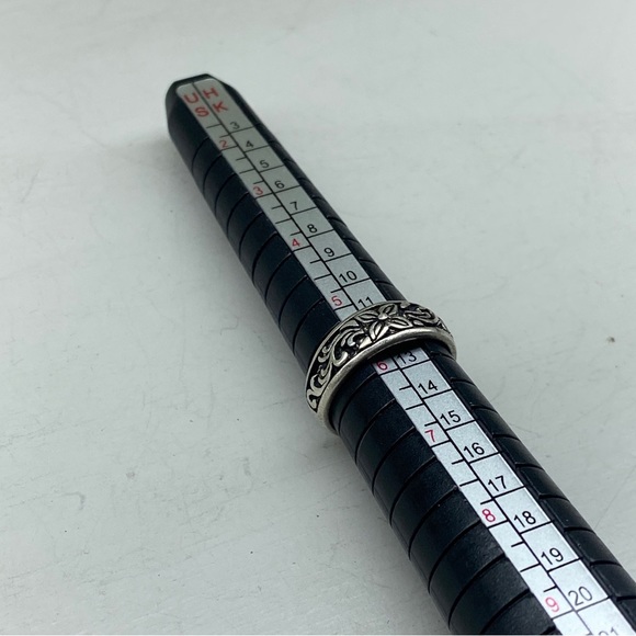 Black Satin Scroll Work And Floral Sterling Silver Ring - Picture 11 of 11